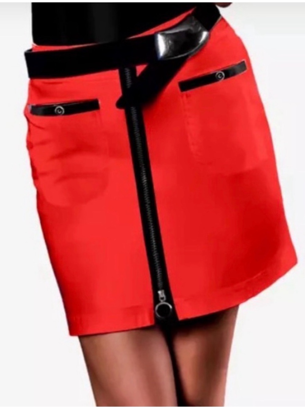 JAMIE SADOCK Skinnylicious Red With Black Trim Pull On Skorts--NWT--16
